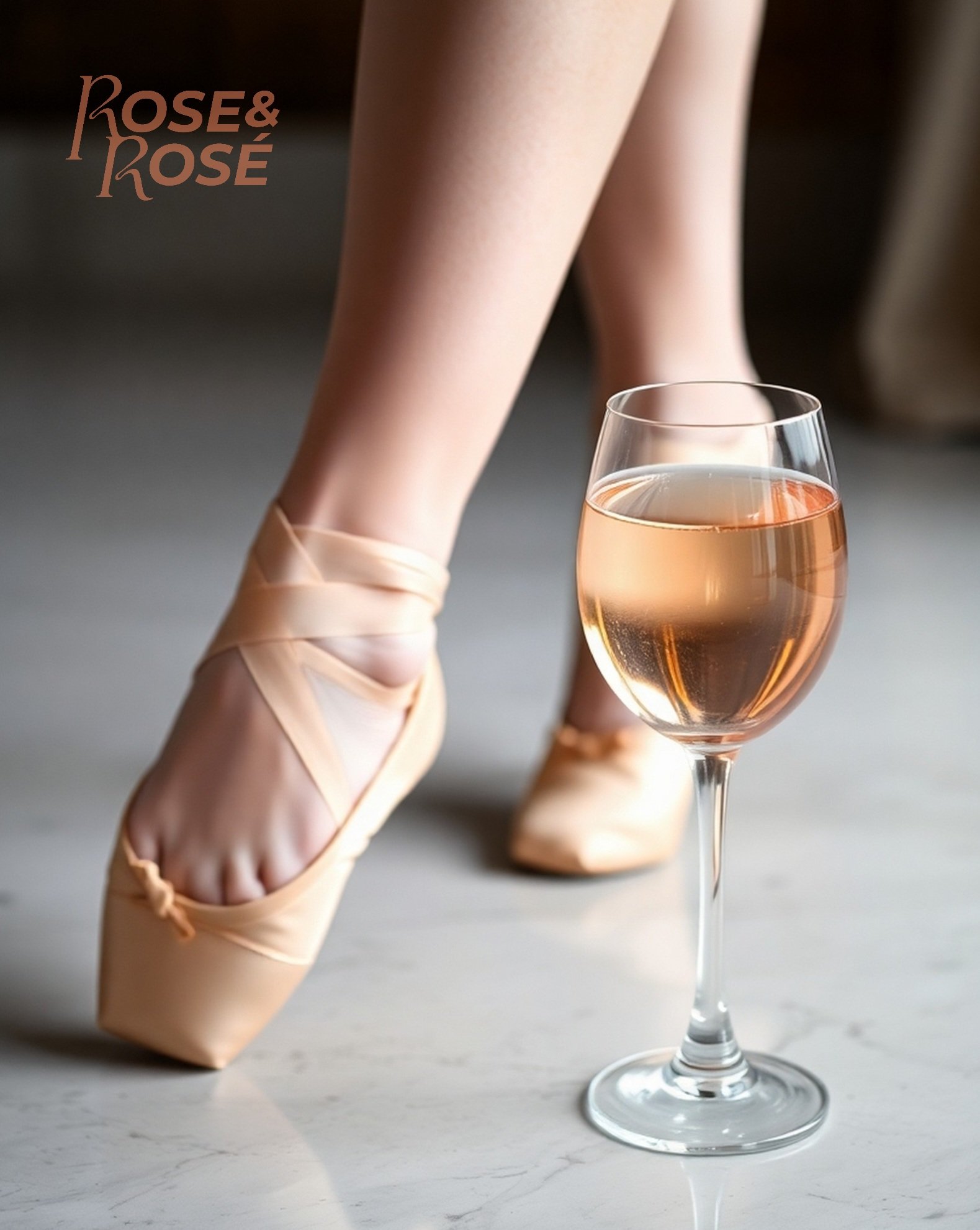 Danseuse, verre de ros&eacute; et logo Rose & Ros&eacute;
